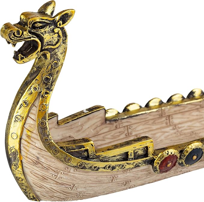 Comeon Retro Incense Burners Traditional Chinese Design Dragon Boat Incense Stick Holder Burner Hand Carved Carving Censer Ornaments (Gold) - Bloomnest