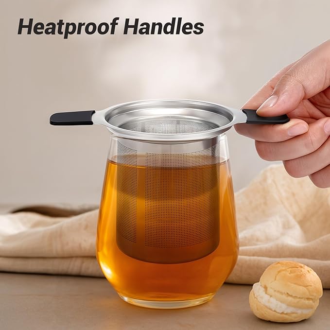 Tifanso Stainless Steel Tea Infuser Steeper Strainer for Loose Leaf Tea, Fine Mesh Reusable Diffusers Ball Bag Filter Holder with Heat Proof Handles for Teapots, Mugs, Cups - Bloomnest