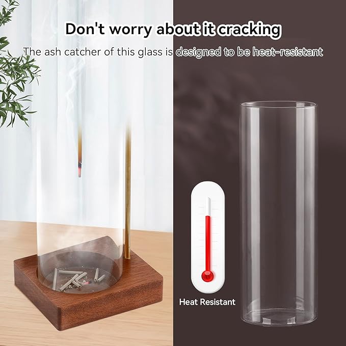 Incense Holder for Sticks, Insence-Stick Holder Ash Catcher with Removable Glass [Anti-Ash Flying], Mess-Free Incense Burner Holder, Perfect for Meditation Yoga Relaxation,Home Decor - Bloomnest