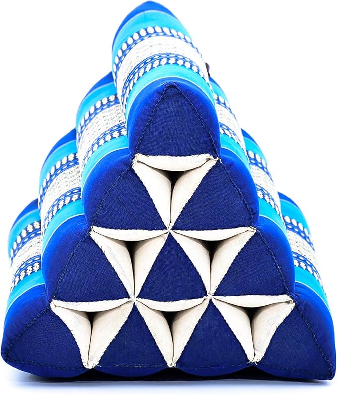 Leewadee Triangle Cushion – Comfortable Backrest for TV or Reading, Incline Pillow for Relaxing Made of Kapok, 20 x 13 x 13 inches, Blue - Bloomnest