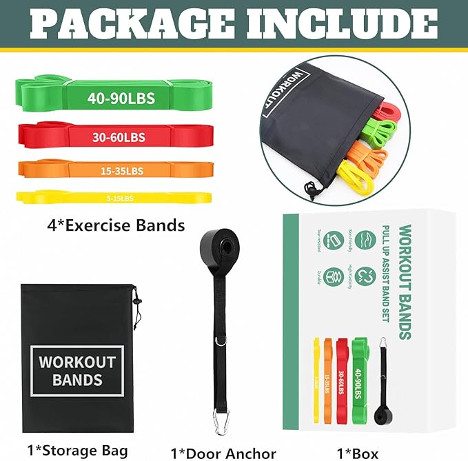 Exercise Bands Resistance Bands for Working Out,Pull Up Bands Set,at Home Workout Equipment,Workout Bands for Men and Women,Stretch Bands for Exercise - Bloomnest