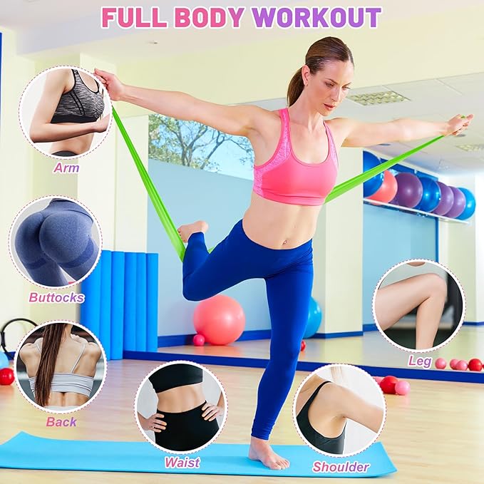 5 Pcs Resistance Bands, Professional Exercise Bands Elastic Stretch Bands for Fitness Yoga Pilates Stretching Strength Training, Workout Bands for Women and Men Home Gym - Bloomnest