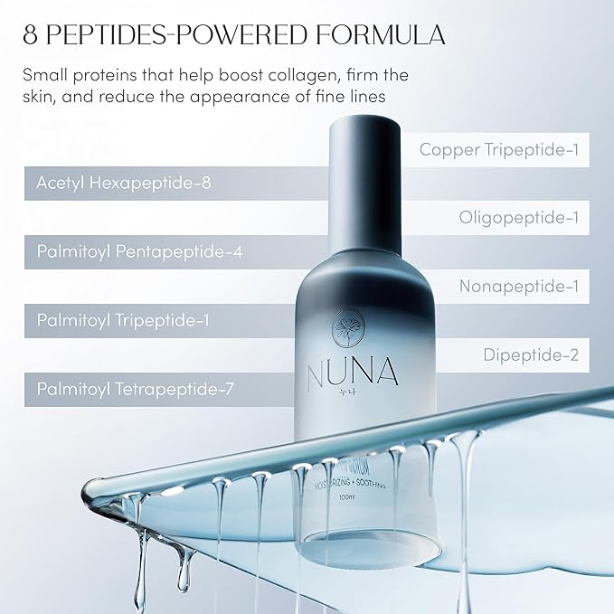 NUNA Ultra Hydrating Face Serum Spray with Peptides, Niacinamide, Hyaluronic Acid & Botanical Extracts – Korean Lightweight Moisture Boost Facial Mist & Setting Spray for Makeup – 3.38 fl oz - Bloomnest