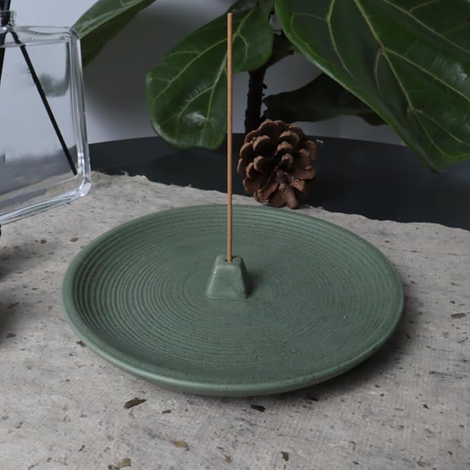 Incense Holder and Insence-Stick Holder,Incense Holder for Sticks, Simple Insence Tray for Set for Office Yoga and Livingroom (Green) - Bloomnest