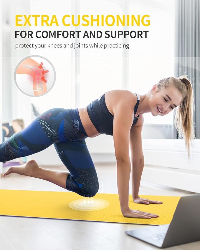 CAMBIVO Yoga Mat for Women Men Kids, 1/3 & 1/4 & 2/5 Inch Extra Thick Yoga Mat Non Slip, 72" x 24" TPE Yoga Mats, Workout Mat with Carrying Strap for Yoga, Pilates and Floor Exercises - Bloomnest