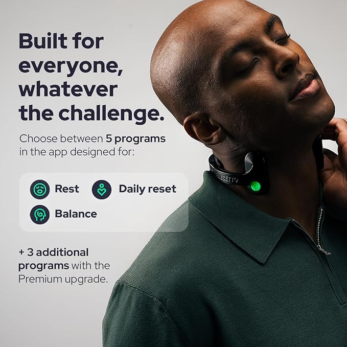 Pulsetto FIT Wellness Wearable with Vagus Nerve Support – Patented Neuro Technology for Relaxation, Stress Balance, Focus, and Restful Sleep Pulsetto