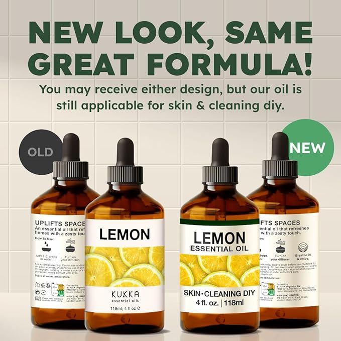 KUKKA Lemon Essential Oils - 4 Fl Oz - for Hair, Skin, Diffuser, Aromatherapy & DIY Soap Making Scent - Bloomnest