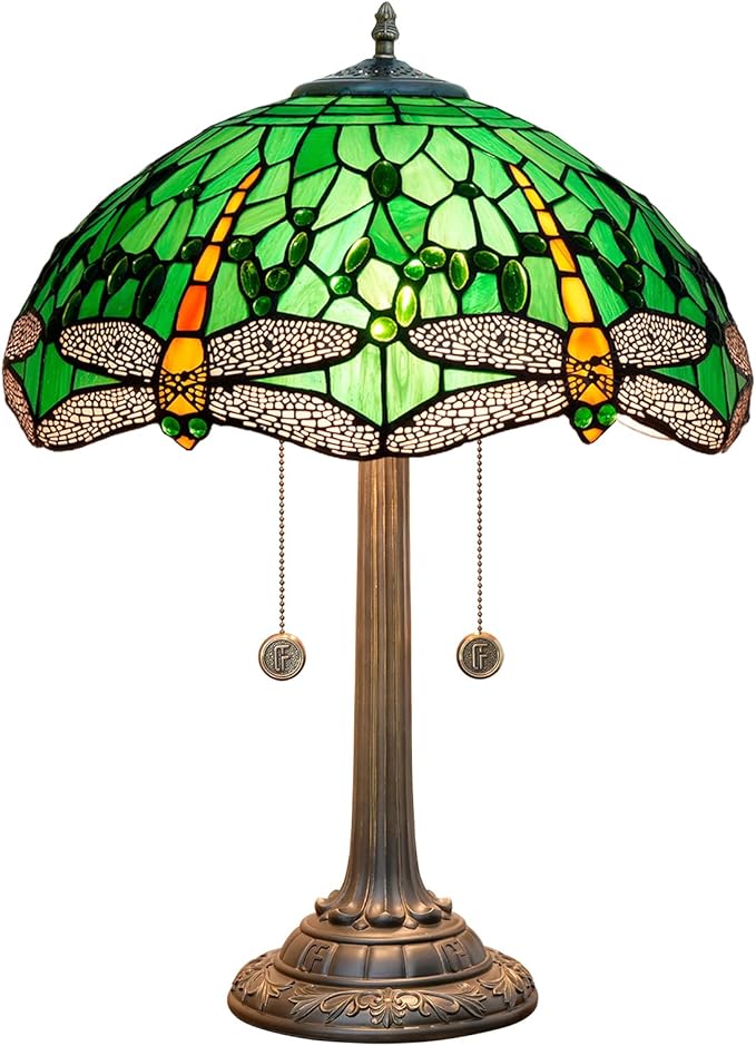 Tiffany Lamp Stained Glass lamp 16 inches Bedside Table Lamps for Living Room Bedroom Dorm Kitchen Home Decor Festival Birthday Gift,Dragonfly - Bloomnest
