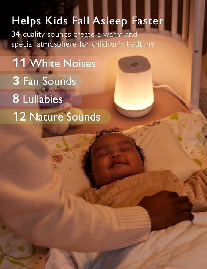 Baby Sound Machine, Momcozy White Noise Machine for Baby Sleeping with Night Light, Toddler Sleep Trainer with 34 Soothing Sounds, Timer, App Remote Control, Personal Sleep Routine (Blue) - Bloomnest