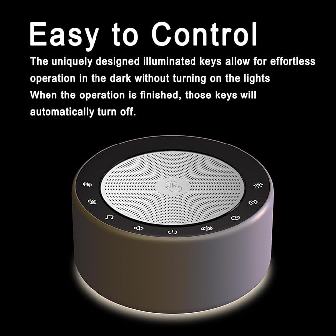 Kipcush White Noise Sound Machine with Nursery Lamp, Mood Lighting, 7 Colour Night Light, 30 Soothing Sounds for Baby/Adult. Timer, Plug in, Memory Function, Touch Control - Bloomnest