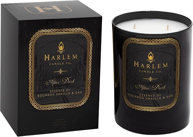 HARLEM CANDLE CO. After Dark - Luxury Scented Soy Candle, 11 oz - 80-Hour Burn Time | Bergamot, Saffron, Bourbon Vanilla, Oak | Scented Candles for Home - Bloomnest
