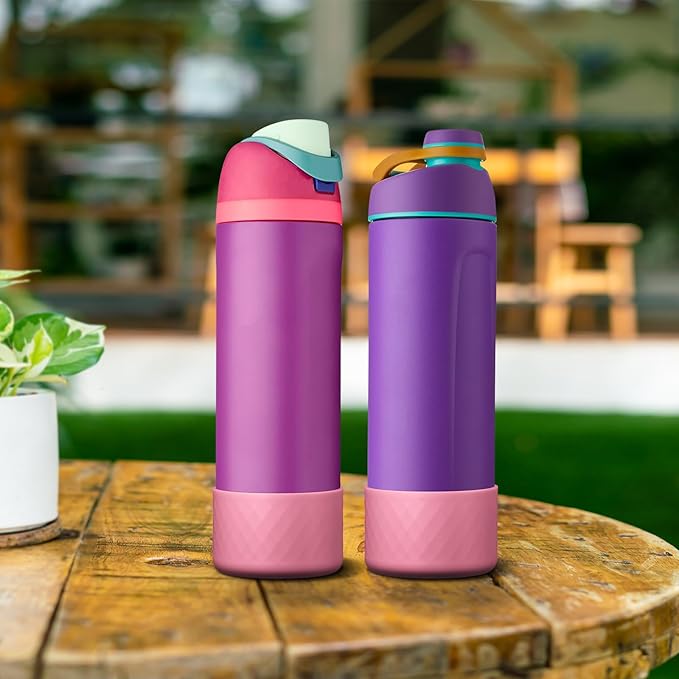 2PCS Silicone Water Bottle Boot for Owala 24oz 32oz 40oz, Anti-Slip Protective Sleeve Bottom Bumper Protector for FreeSip, Twist, and Flip Stainless Steel Water Bottles Alwenid