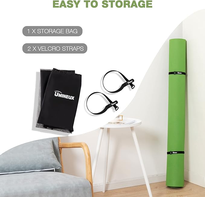 UMINEUX Large Yoga Mat for Men and Women 1/4 & 2/5 Inch Extra Thick TPE Fitness Mat for Home Gym Workout, Non-Slip, Eco Friendly Exercise Mat for Yoga, Pilates, Stretching, Meditation