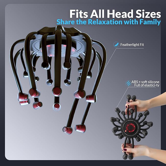 Electric Scalp Massager, 360° Octopus Head Massager Automatic 5 Modes Scalp Stress Relax Device MEDAMOC