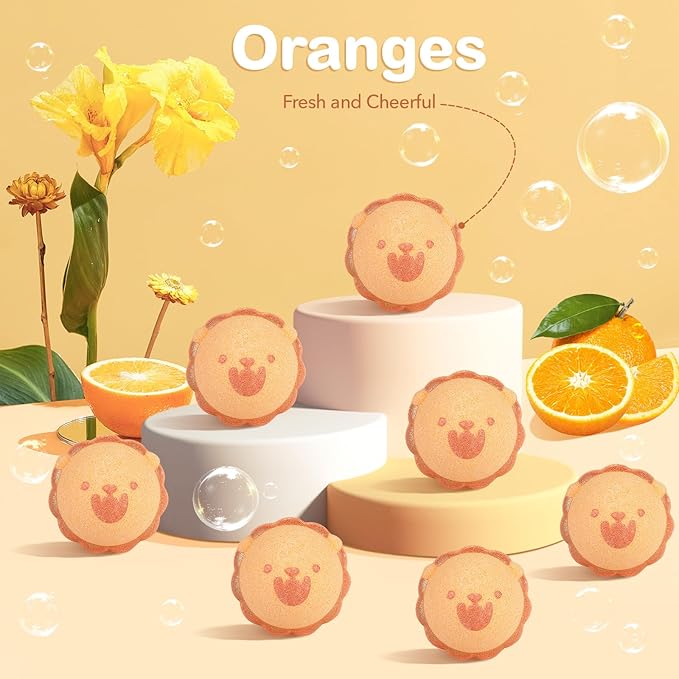 SHUCHING 14 Pcs Brown Lion Bath Bombs with Surprise Inside, Natural and Organic Bubble Bath Fizzy Balls for Kids, Birthday Christmas Gifts Set for Boys Girls - Bloomnest