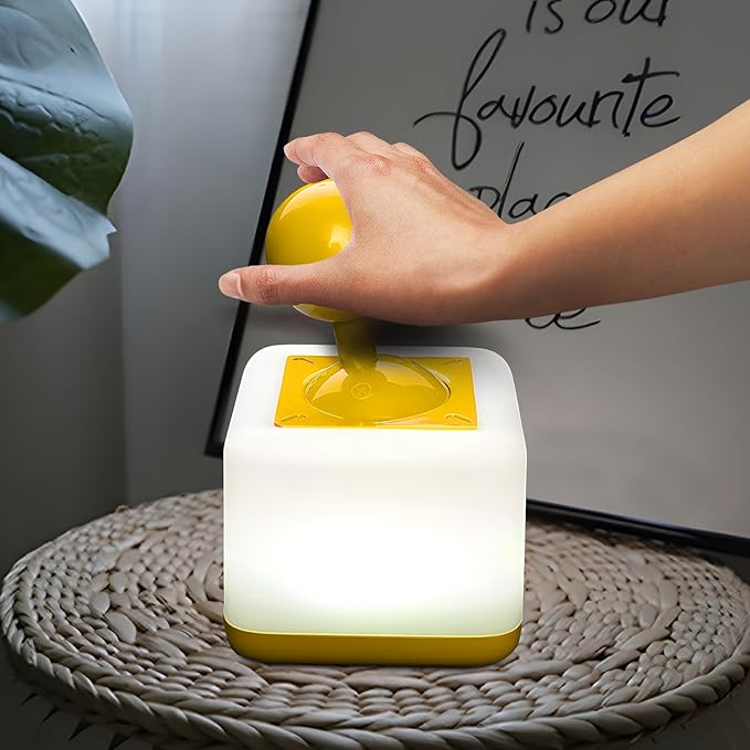 Night Light Lamp Rocker Night Light, 2-Speed Timer Bedside Night Lamp Rechargeable USB Lamp Side Table Light Night Rising Lamp LED Companion Light (Rocker Yellow) - Bloomnest