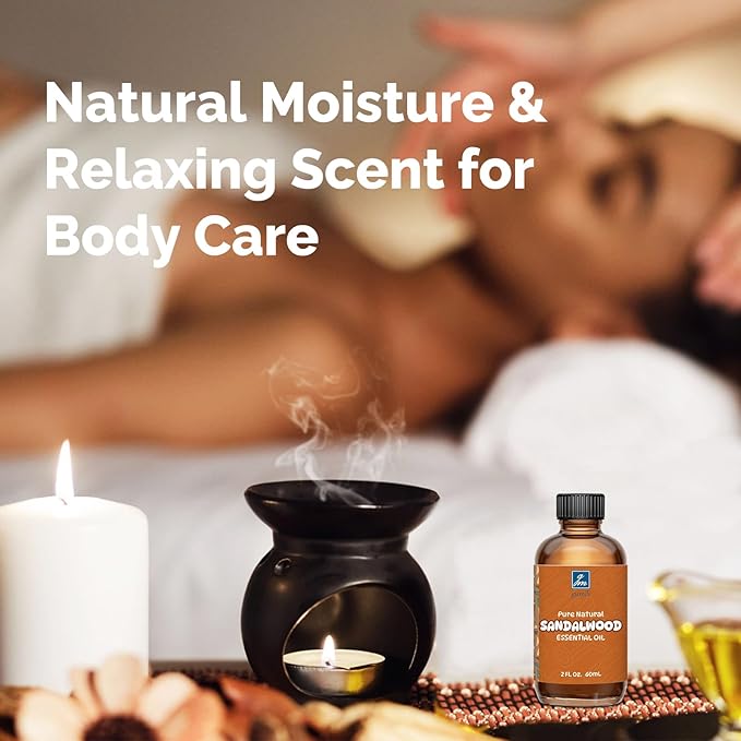 Sandalwood Essential Oil 4 Oz, 100% Pure Sandalwood Oil for Diffuser, Skin, Hair, Body & Face, Perfume Base Note for Men & Women, Aromatherapy & Massage - Bloomnest