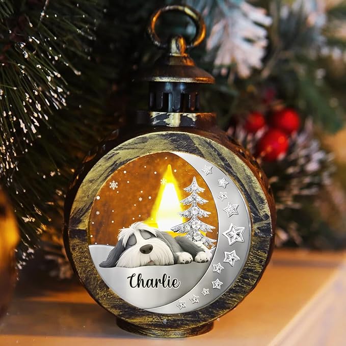 WRAPPINESS Personalized Sleeping Dog Christmas Lantern for Dog Lovers, Memorial Lantern Loss of Dog, Deepest Sympathy Gift for Pet Loss, Hardest Goodbye Dog Remembrance Gift - Bloomnest