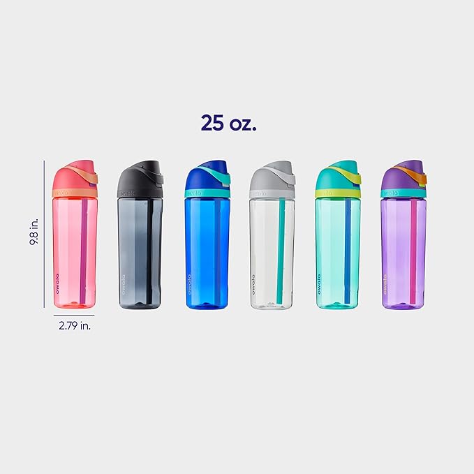 Owala FreeSip Clear Tritan Plastic Water Bottle with Straw, BPA-Free Sports Water Bottle, Great for Travel, 25 Oz, Shy Marshmallow Owala