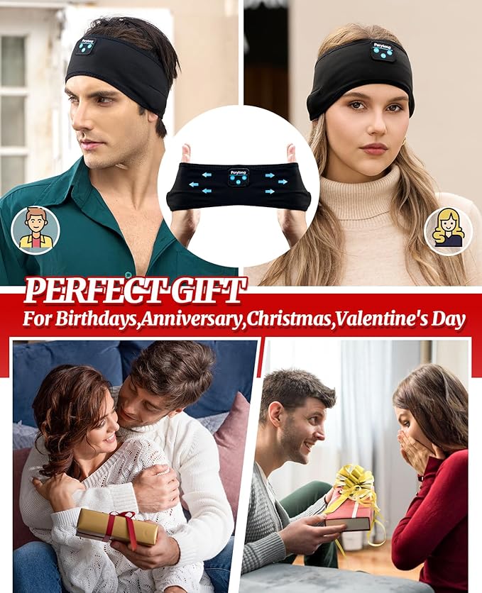 Sleep Headphones for Sleeping, Bluetooth Wireless Sports Headband, Cozy Lightweight Headband Headphones Hi-Fi Stereo Ergonomic ASMR Sleep Headphone Cool Gadget Gift for Women Men - Bloomnest