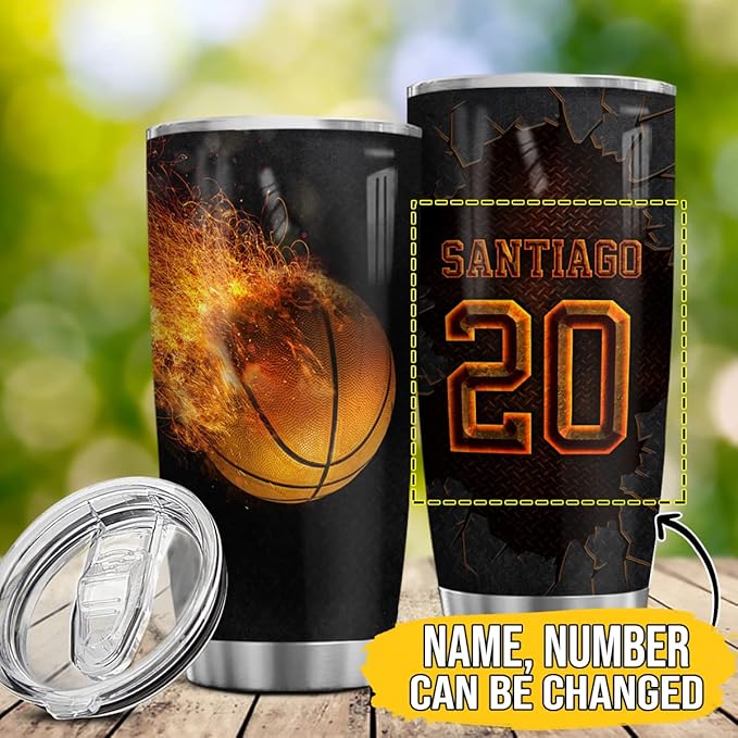 Wassmin Personalized Basketball Tumbler Sports Cups With Lids Gifts For Players Lovers Fan Coach Stainless Steel Insulated Tumblers 20oz 30oz Coffee Travel Mug Birthday Christmas Presents - Bloomnest