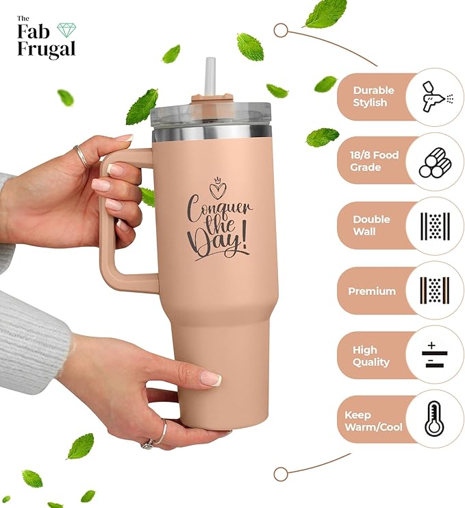 Premium 40 oz Tumbler with Handle - Inspirational Design, Includes Convenient Carry Bag, Ideal for Outdoor Activities and Daily Use, Durable and Stylish - Bloomnest