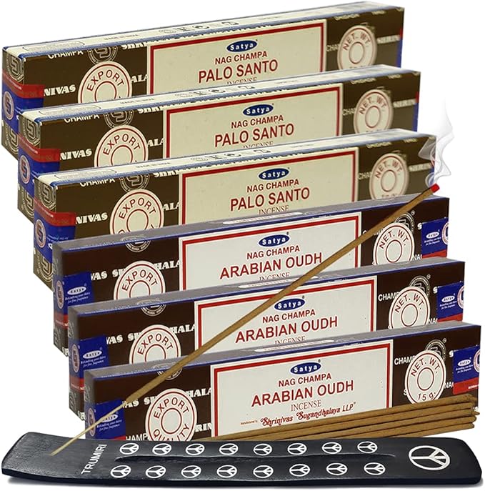 Palo Santo Arabian Oudh Incense Sticks & Holder Bundle Variety Pack from House of Nag Champa Incense Sticks and Trumiri TRUMIRI