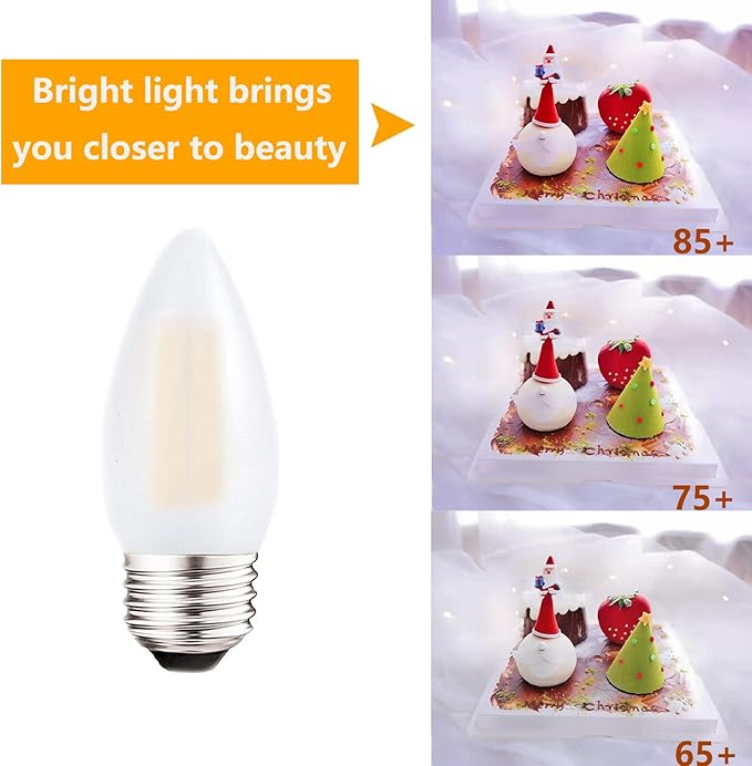 Dimmable LED Candelabra Light Bulbs 40W Equivalent E26 Base, B11 LED Chandelier Candle Light Bulbs, Frosted E26 Medium Base Candelabra Bulb 2700K Warm White, 6 Pack - Bloomnest