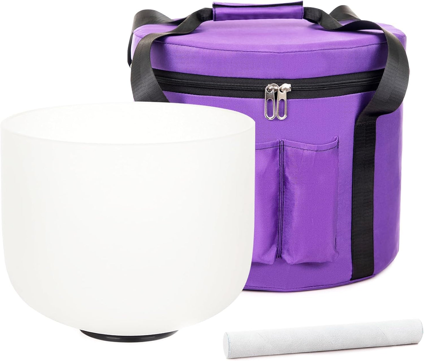 12 inch Crystal Singing Bowl B Note Crown Chakra Quartz Singing Bowl 12" Meditation Sound Healing with Durable Carrying Case Suede Striker O-ring