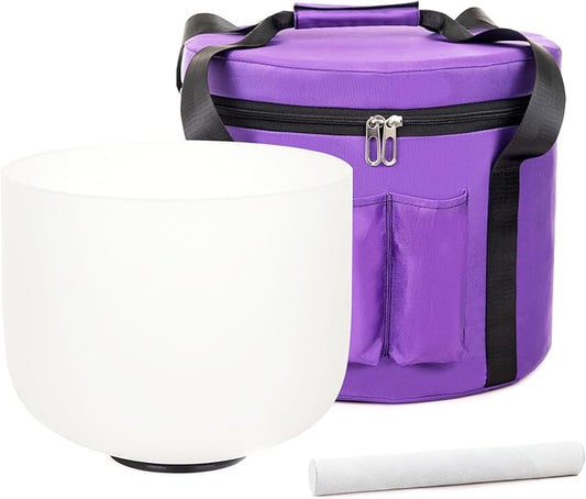 12 inch Crystal Singing Bowl B Note Crown Chakra Quartz Singing Bowl 12" Meditation Sound Healing with Durable Carrying Case Suede Striker O-ring - Bloomnest