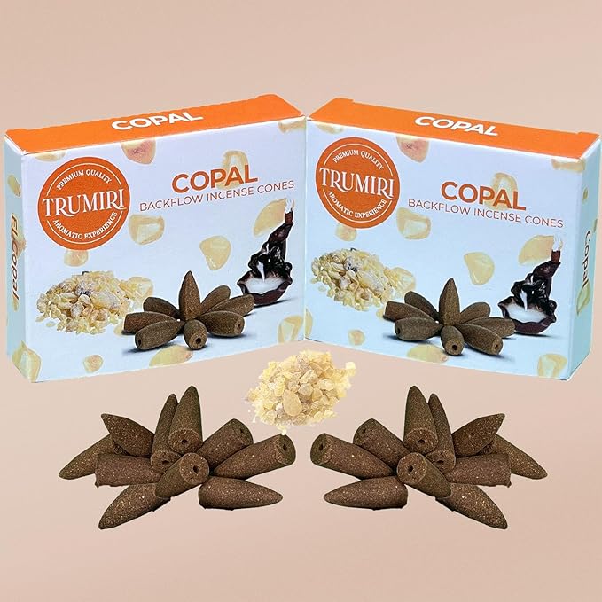 Copal Backflow Incense Cones - 20 Cones, Dual Pack of 10, Waterfall Effect