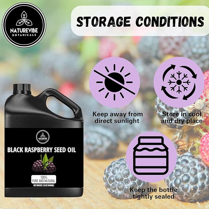 Naturevibe Botanicals Black Raspberry Oil 32 Ounces | 100% Pure and Natural | Great for Skin Care and Hair Care - Bloomnest