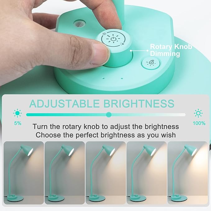 BOHON LED Desk Lamp with USB Charging Port, 3 Color Modes Fully Dimmable Reading Lamp, Auto Dimming Task Lamp, Flexible Gooseneck Table Light for Office Dorm Bedside, Adapter Include, Teal - Bloomnest