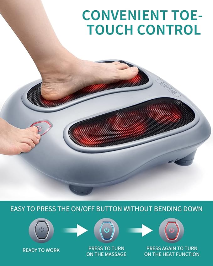 Nekteck Foot Massager with Heat, Heated Foot Massager for Plantar Fasciitis, Pain Relief and Circulation, Shiatus Electric Under Desk Feet Massager Machine, Gifts for Men Woman Him Her Mon Birthday - Bloomnest