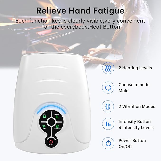 AERLANG Hand Massager Hand Massage Machine with Heat and Compression Cordless Electric Hand Massager for Arthritis and Carpal Tunnel, Birthday Gifts for Women Men mom Husband Gifts Gray-White - Bloomnest