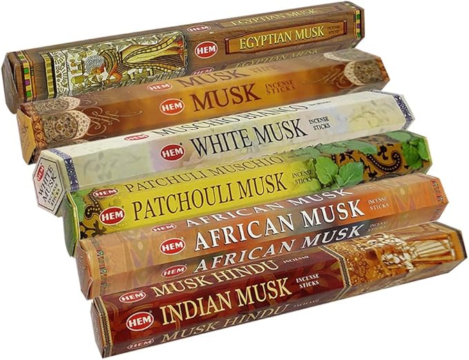 Hem Incense Sticks Variety Pack #17 and Incense Stick Holder Bundle with 6 Musk Fragrances - Bloomnest