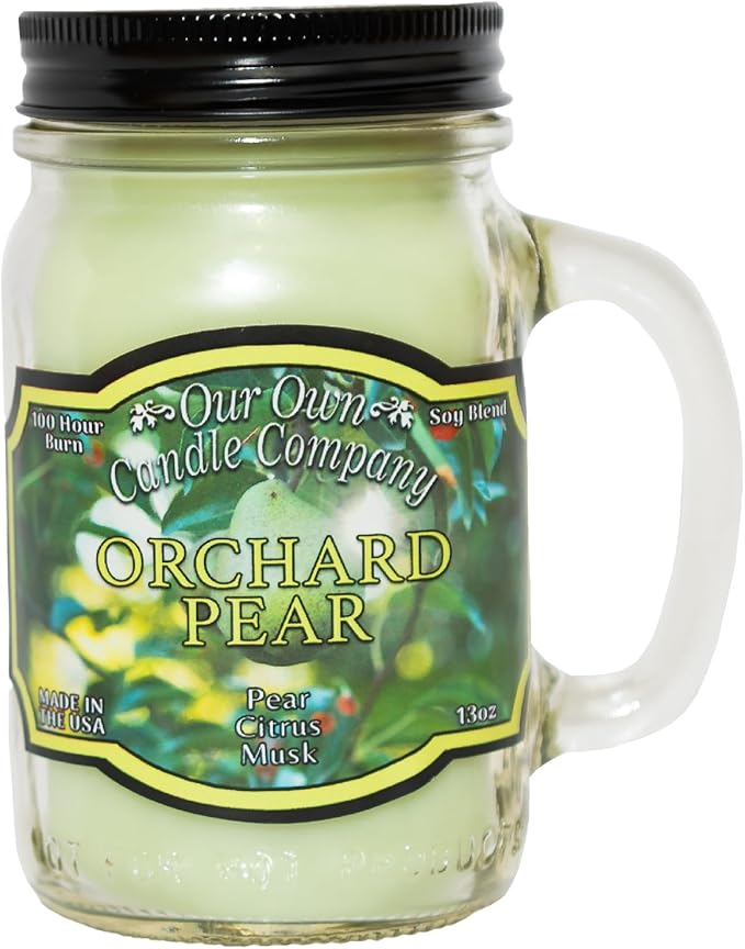 Our Own Candle Company, Orchard Pear Scented Mason Jar Candle, 100 Hour Burn Time, 13 Ounces - Bloomnest