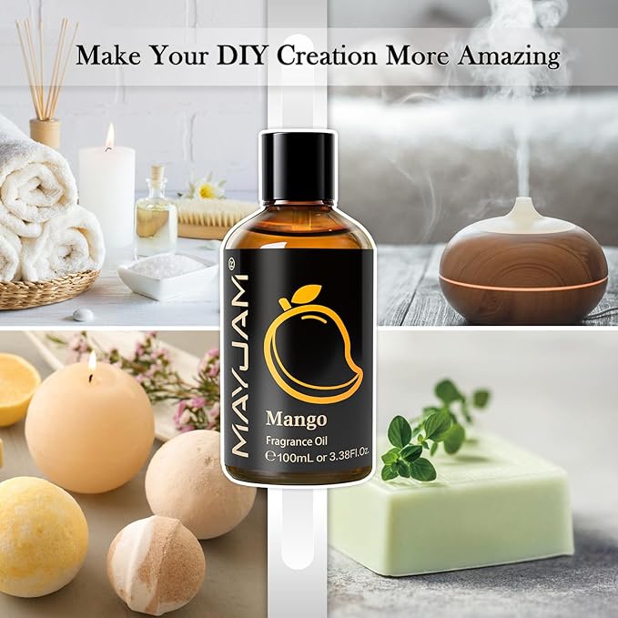 MAYJAM 100ML/3.38FL.OZ Mango Fragrance Oils with Glass Dropper, Essential Oils for Diffusers for Home, Long Lasting Scented Oils for Diffusers Soap Candle Making - Bloomnest
