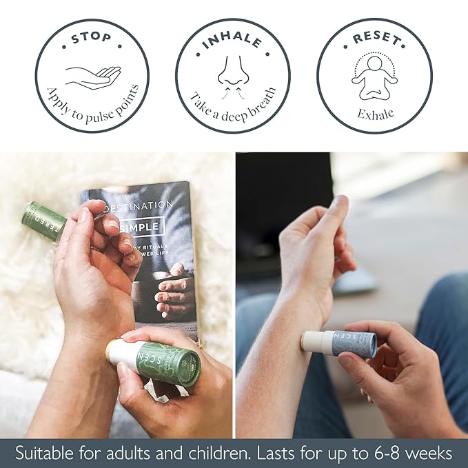 Scentered Aromatherapy Balm Stick Duo for Stress-Relief & Focus - Roll On Essential Oil Blends of Rosemary, Mint, Chamomile - Aromatherapy Gifts for Women - De-Stress & Focus - Bloomnest