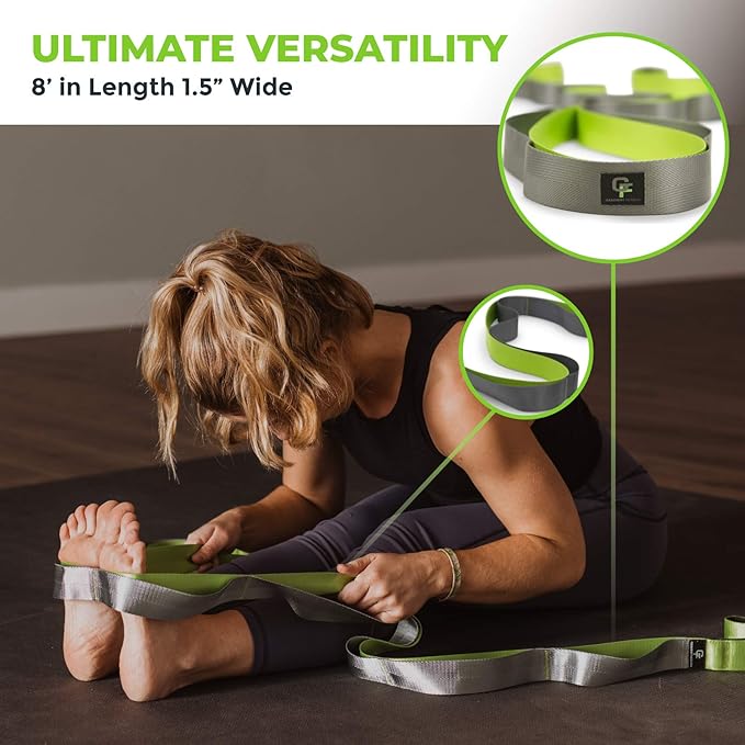 Gradient Fitness Stretching Strap for Physical Therapy, 12 Multi-Loop Stretch Strap 1.5" W x 8' L, Neoprene Handles, Physical Therapy Equipment, Yoga Straps for Stretching, Leg Stretcher. - Bloomnest