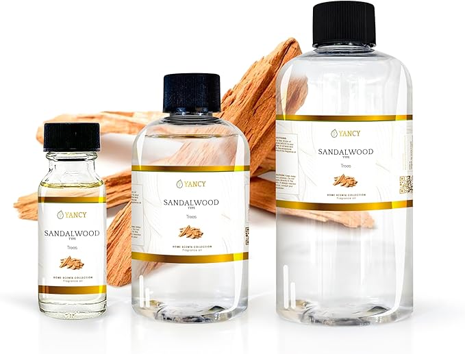 YANCY Sandalwood Luxury Collection Fragrance Oil (4 oz), Smooth Woody Scent, Ideal for Diffusers, Oil Burners & Aroma Lamps, Calming Fragrance for a Centered Space YancySpa