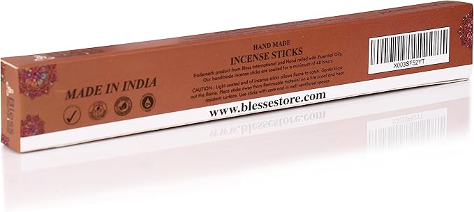 Bless-Coconut 100%-Natural-Handmade-Hand-Dipped-Incense-Sticks Organic-Chemicals-Charcoal-Free Purification-Relaxation-Positivity-Yoga-Meditation Best-Woods-Scent (25 Sticks (1.4 OZ)) BlessInternational