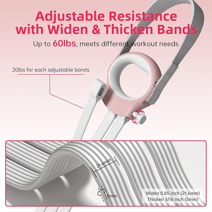 Figure 8 Fitness Resistance Bands with Handles, 20-60lb Adjustable Elastic Excercise Band, Non-Slip Fabric Silicone Bands for Strength Stretch Flexibility Training Arms Back Shoulder Chest Legs - Bloomnest