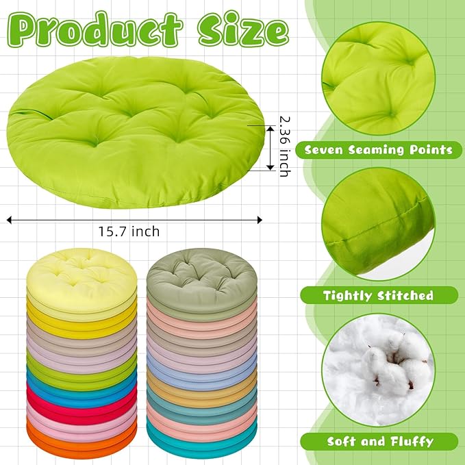 Tinideya 36 Pcs Round Floor Pillows 15.7 Inch Flexible Seating Pillows Chair Floor Cushions Reading Cushions for Kids Adults Classroom Home School Playing Supplies,18 Colors (Multicolor) - Bloomnest