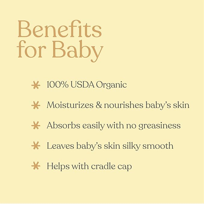 ELLAOLA Organic Moisturizing Baby Massage Oil - Non Greasy Formula Made With Natural Jojoba, Sunflower, and Argan Oil to Hydrate Skin and Protect Against Cradle Cap | 5 fl. oz. - Bloomnest