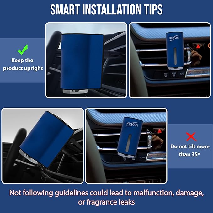 Smart Car Air Freshener: Revolutionary Smart Car Diffuser Vent Clip with 3 Exclusive 10 ml Fragrances (Blue (Fresh Essence Collection)) - Bloomnest