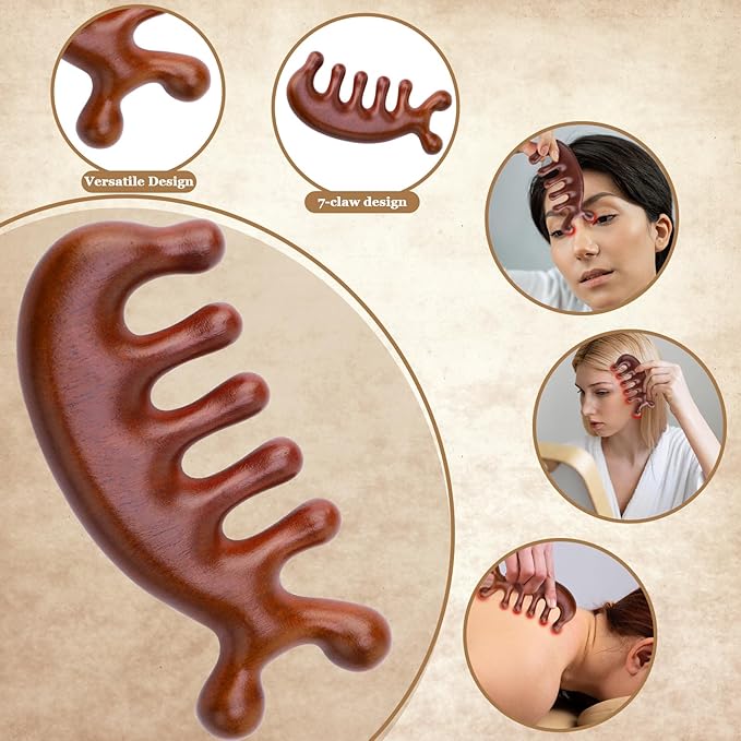 ProSuites 3 Pcs Wooden Head Scalp Massager Comb, Head Massage Tool for Relaxation Hair Gua Sha Comb for Mother,Gaughter,Wife ProSuites
