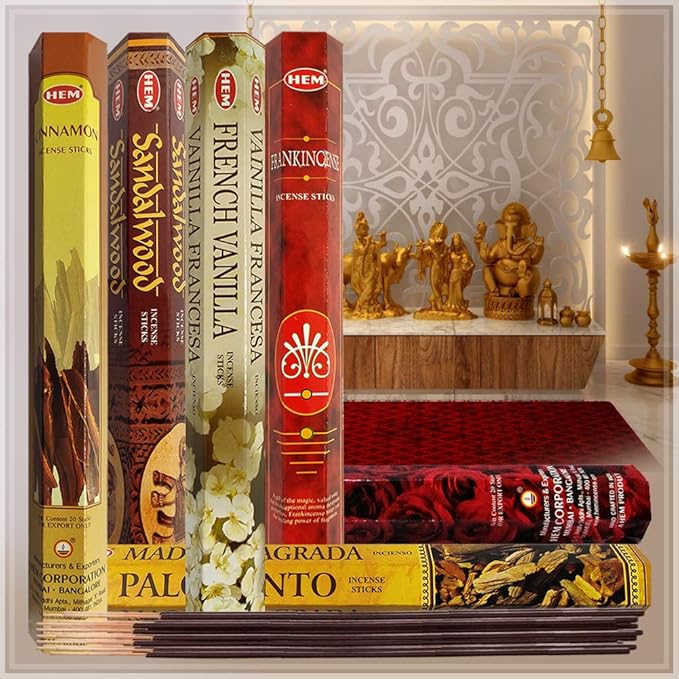 Hem Incense Sticks Variety Pack #22 and Incense Stick Holder Bundle with 6 Most Desired Fragrances - Bloomnest