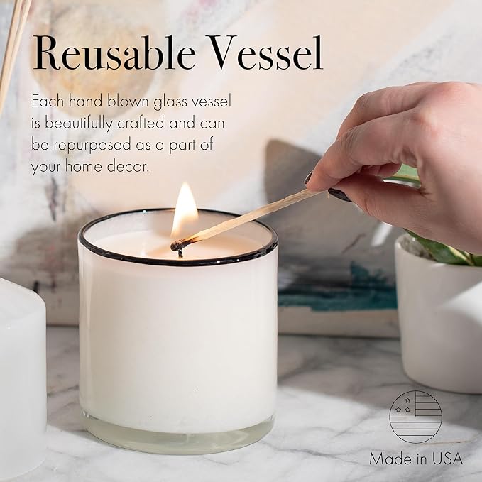 LAFCO New York Signature Candle, Champagne - 15.5 oz - 90-Hour Burn Time - Reusable, Hand Blown Glass Vessel - Made in The USA - Bloomnest