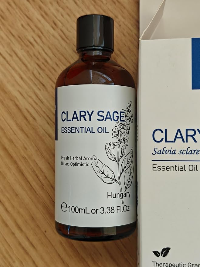 HIQILI Clary Sage Oil Essential, Herbal Sooth Aroma in Diffuse, Meditation, Calming Sleep at Bedtime, Body Massage, Moisturize Skin, DIY Deodorant Spray - 100ML - Bloomnest